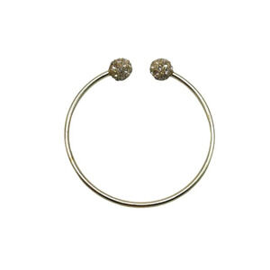 Glam Bling Pave Disco Ball Open Cuff Bracelet Gold Tone Vintage